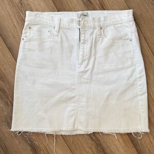 J. Crew White Denim Frayed-Hem Mini Skirt size 27